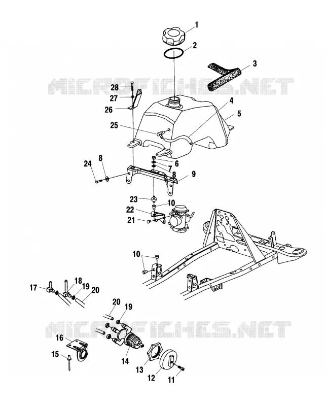 CARBURANT TANK AND CARBURATEUR MOUNTING