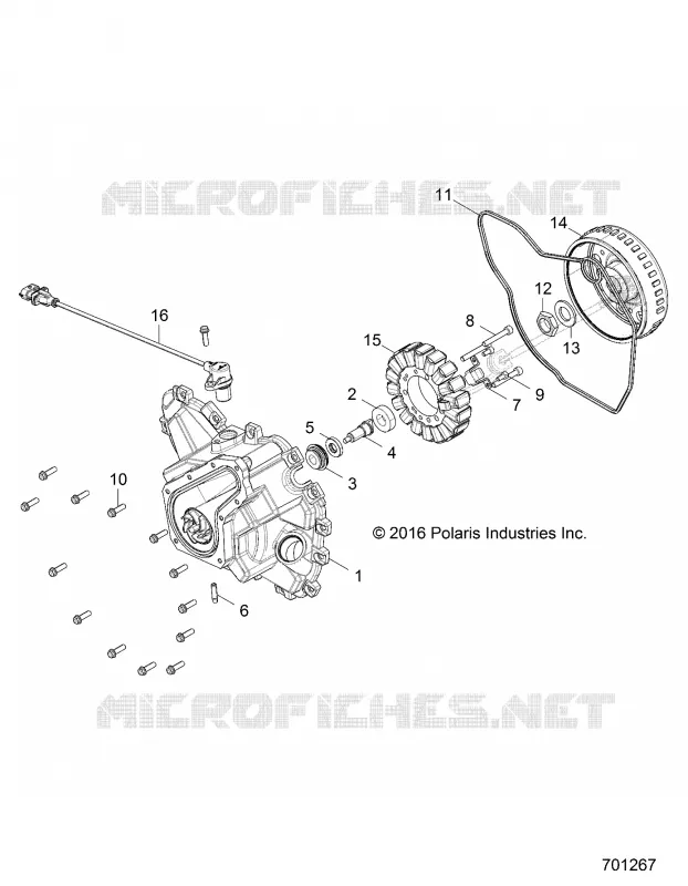 ENGINE, STATOR COVER AND FLYROUE