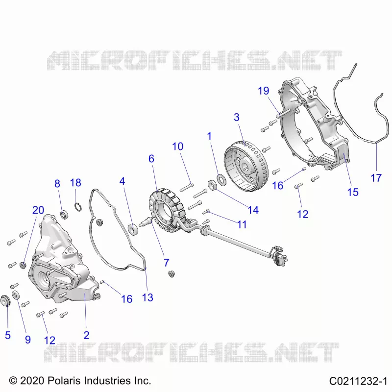 ENGINE, STATOR COVER AND FLYROUE