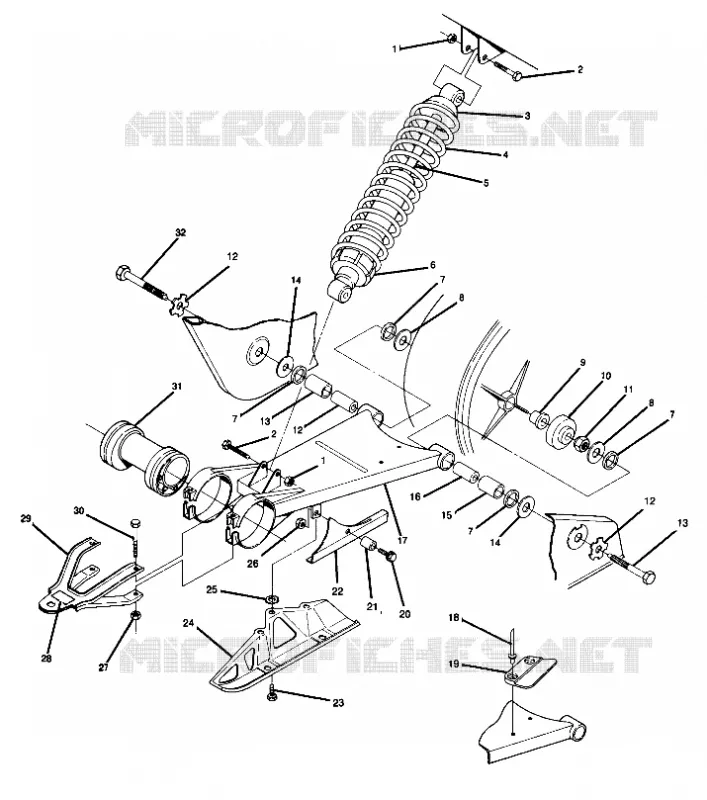 SWING ARM WELDMENT AND AMORTISSEUR ARRIERE ASSEMBLY (4914781478021A)