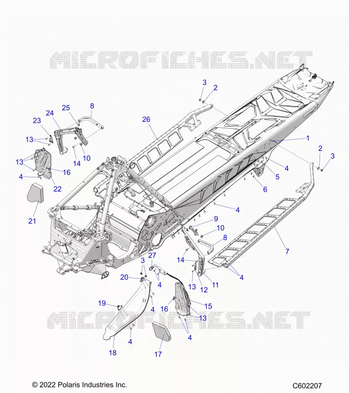 CHASSIS, PROTECTION D'EMBRAYAGE,  FOOTRESTS, AND RUNNING BOARDS