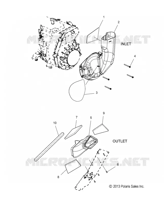MOTEUR, AIR INLET and OUTLET DUCTS