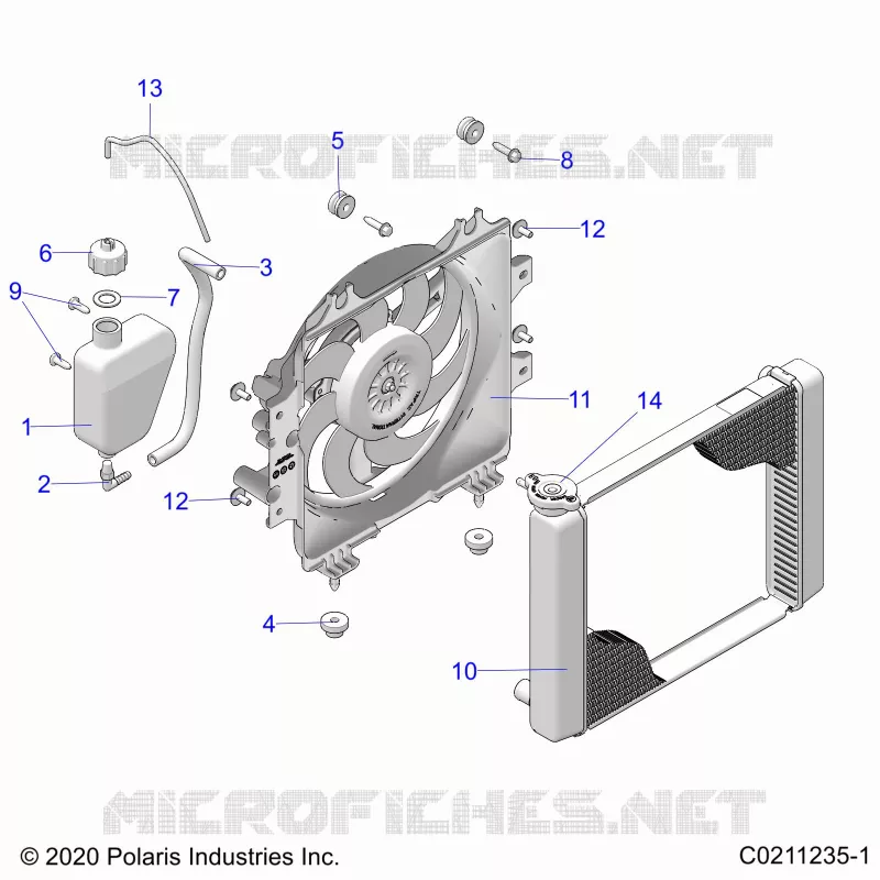 ENGINE, SYSTÃˆME DE REFROIDISSEMENT, RADIATOR, FAN & OVERFLOW BOTTLE