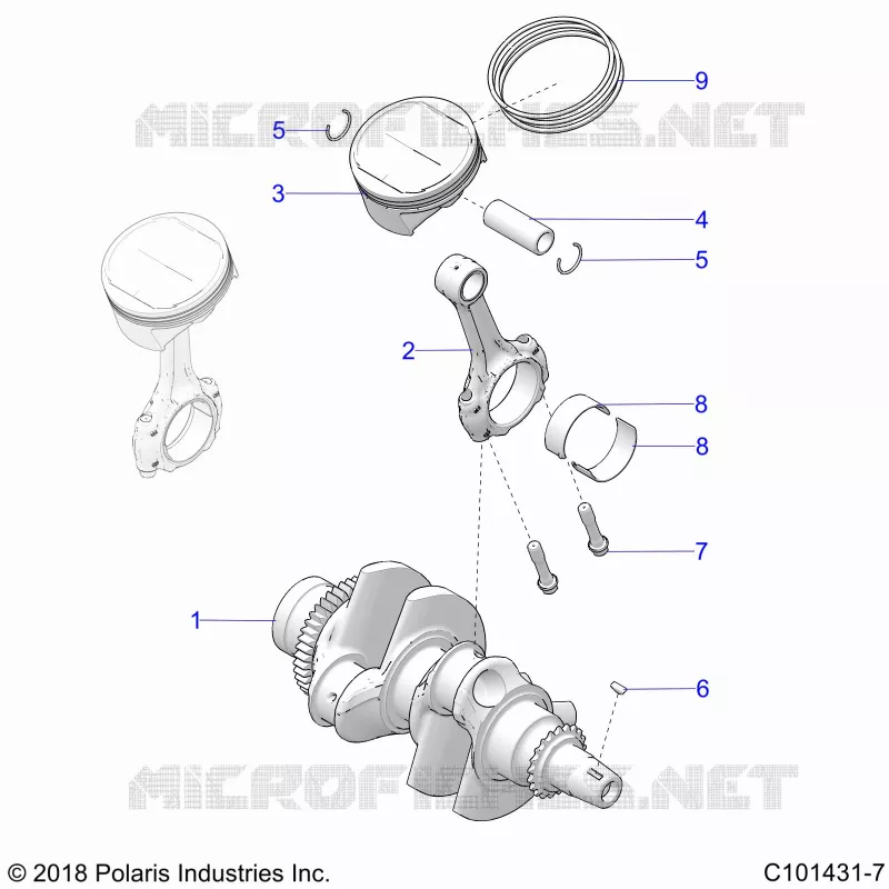 ENGINE, VILEBREQUIN AND PISTON