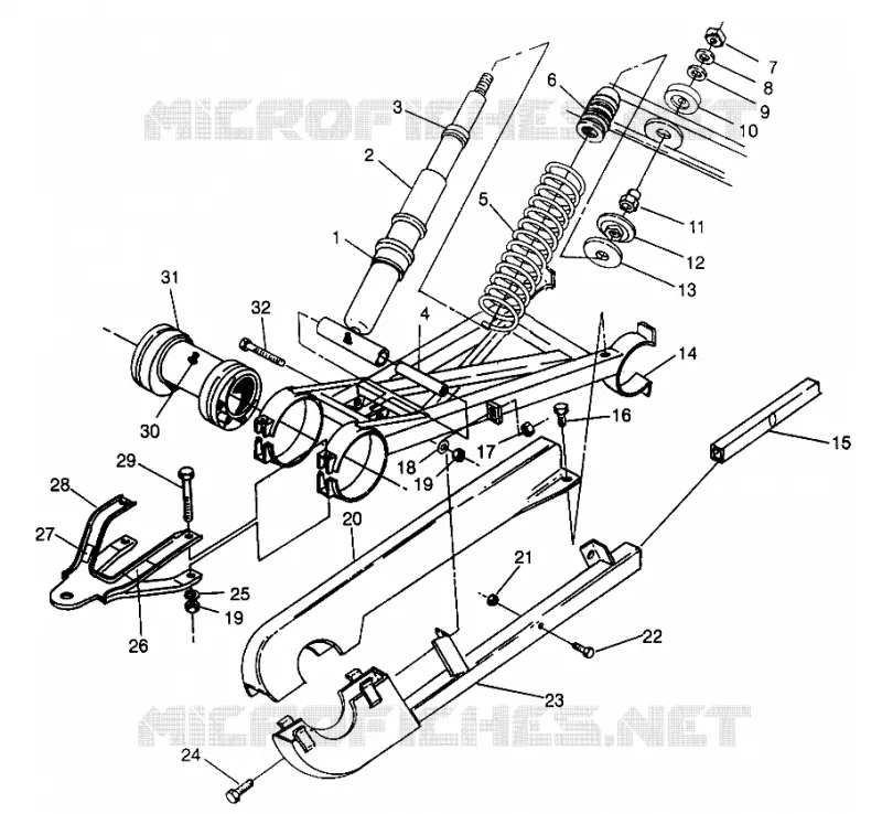 BRAS DE SUSPENSION ET AMORTISSEUR ARRIERE 6X6 400L
