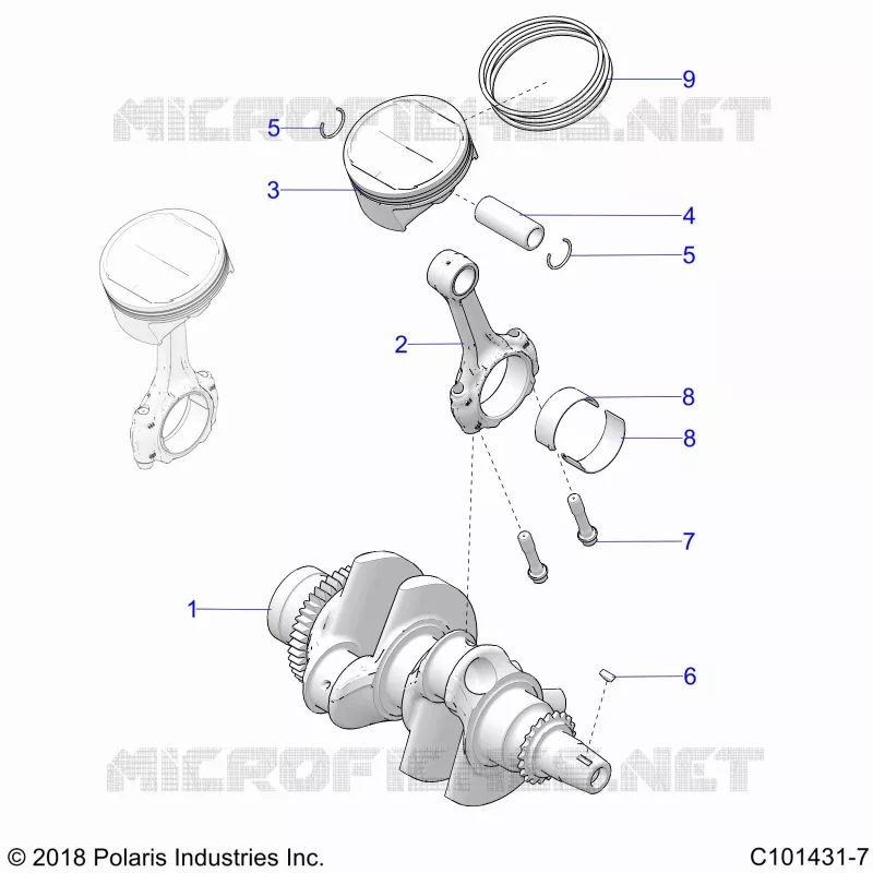 ENGINE, VILEBREQUIN AND PISTON