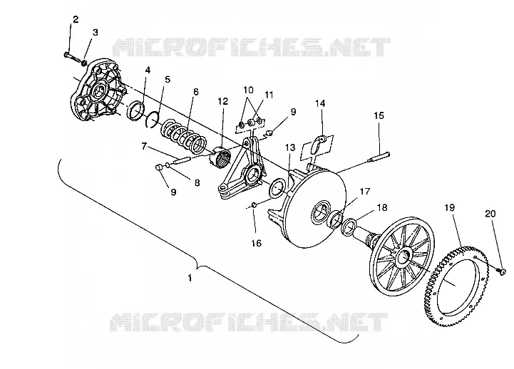 EMBRAYAGE DE TRANSMISSION ASSEMBLY CLASSIC / 0930864 AND  CLASSIC TOURING / 0930865 (4922952295029A)