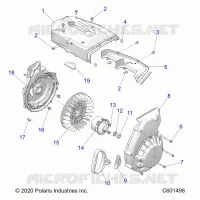 ENGINE, BLOWER HOUSING AND LANCEUR