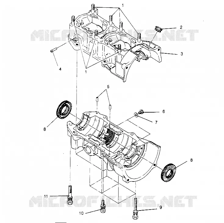 CARTERS MOTEUR ASSEMBLY 440 0952760, 440 SKS 0952560,  and EUROPEAN 440 SKS E952 (4929032903C007)