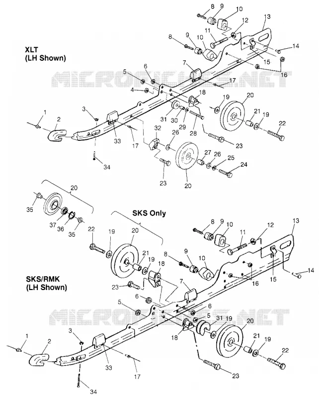 FIXATION RAIL (SUSPENSION) XLT 0970756, XLT SKS 0970556, and XLT RMK 097095 (4937693769B013)