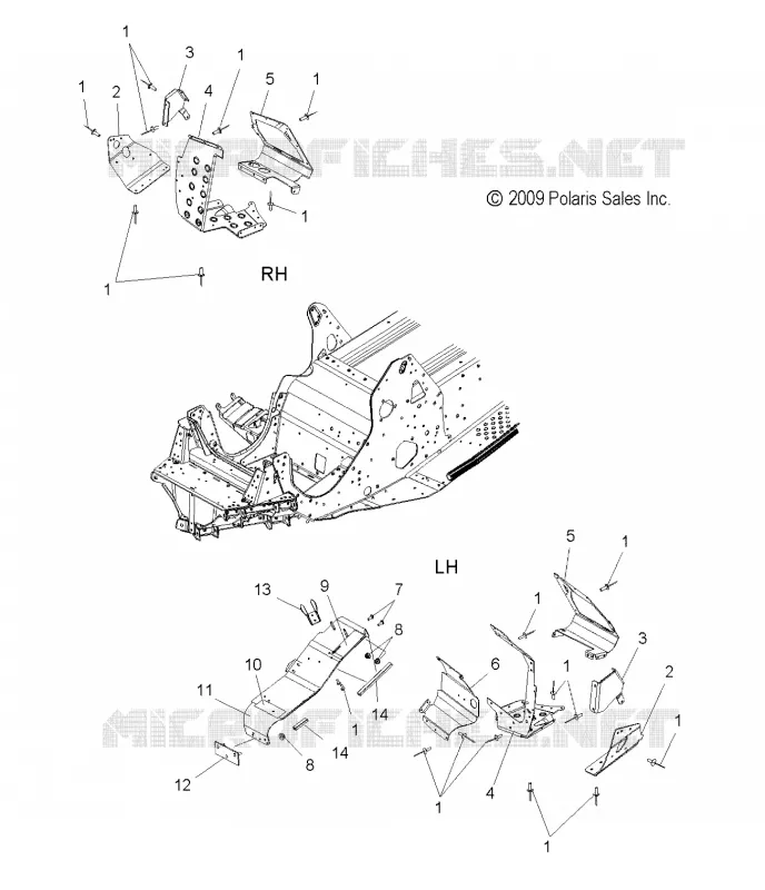 CHASSIS, REPOSE PIEDS AND PROTECTION D'EMBRAYAGE