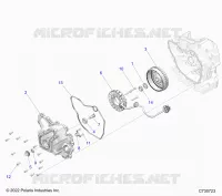 ENGINE, STATOR COVER AND FLYROUE