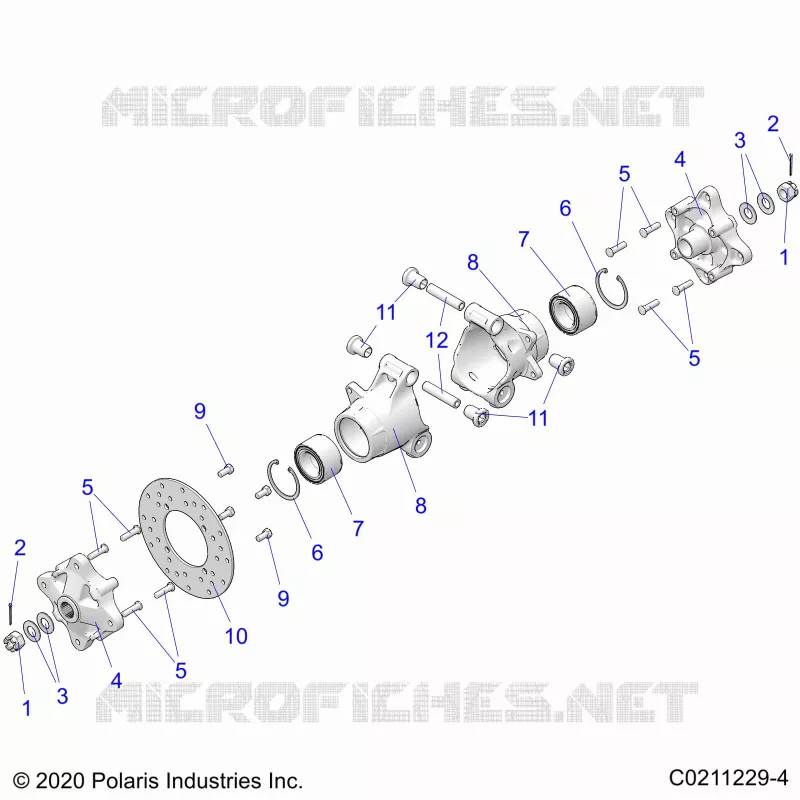 SUSPENSION ARRIERE HUBS, CARRIER AND BRAKE DISC