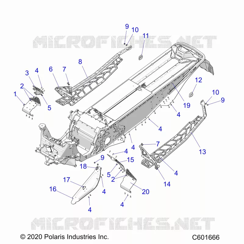 CHASSIS, PROTECTION D'EMBRAYAGE, FOOTRESTS, AND RUNNINGBOARDS