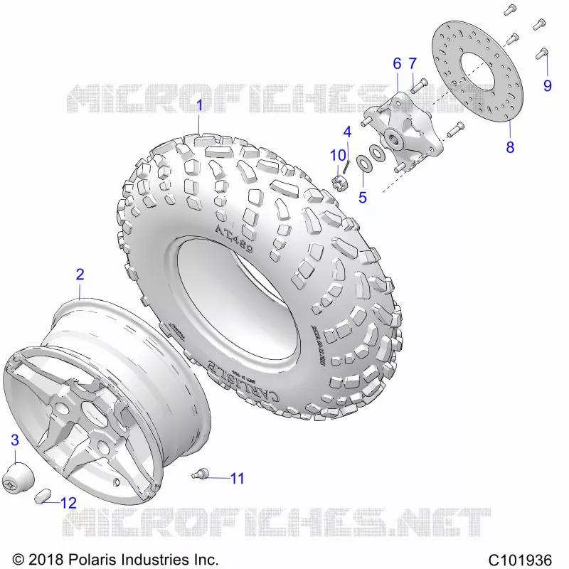 ROUES, FRONT TIRE AND BRAKE DISC