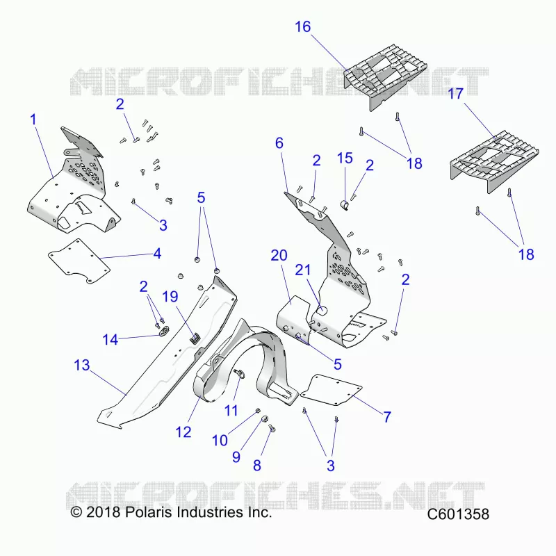 CHASSIS, PROTECTION D'EMBRAYAGE AND FOOTRESTS