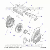 ENGINE, BLOWER HOUSING AND LANCEUR