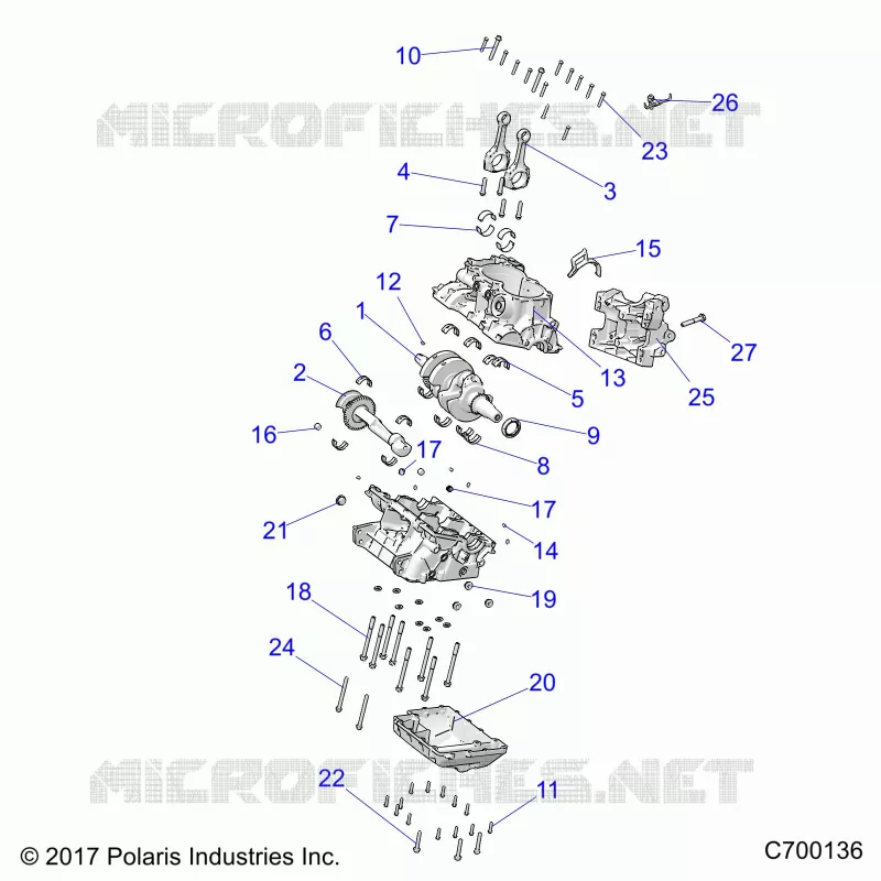 ENGINE, CRANKCASE AND VILEBREQUIN