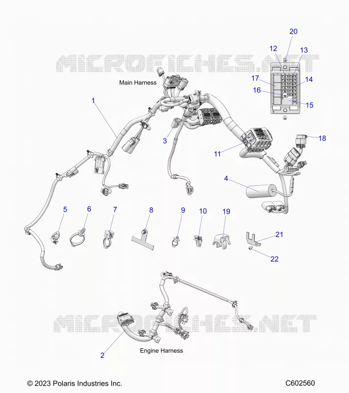 ELECTRICITE, WIRE HARNESS, CHASSIS/FUSE BLOCK, ENGINE