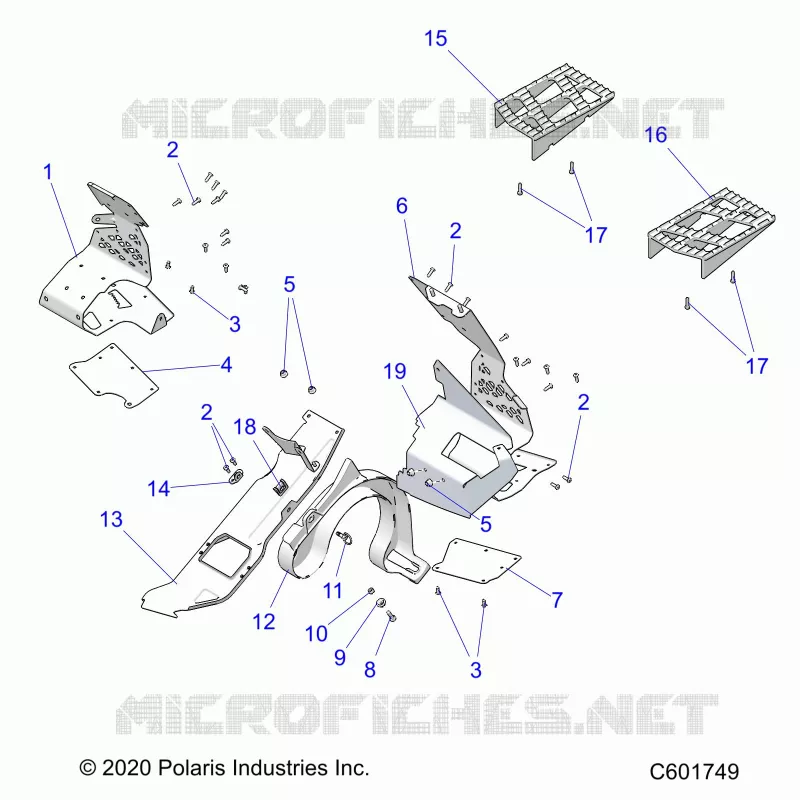 CHASSIS, PROTECTION D'EMBRAYAGE AND FOOTRESTS