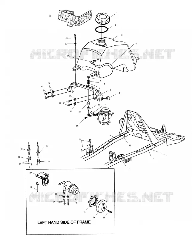 CARBURANT TANK AND CARBURATEUR MOUNTING