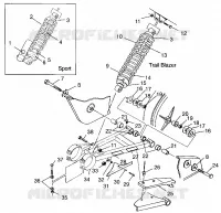 BRAS OSCILLANT ET AMORTISSEUR ARRIERE Sport 400L W97BA38C and Trail Blazer W97BA25C (4940124012B011)