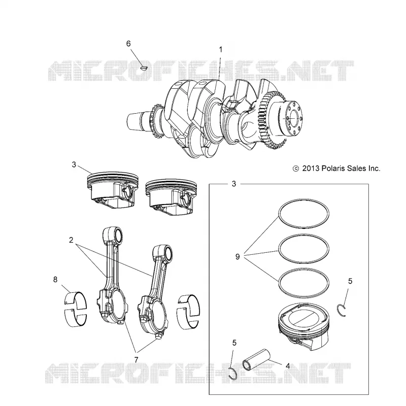 ENGINE, VILEBREQUIN AND PISTON