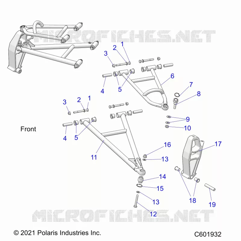 SUSPENSION AVANT, CONTROL ARMS AND SPINDLE