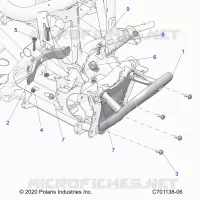 CHASSIS, FRONT GEARCASE AND SUPPORT PARE CHOCS 