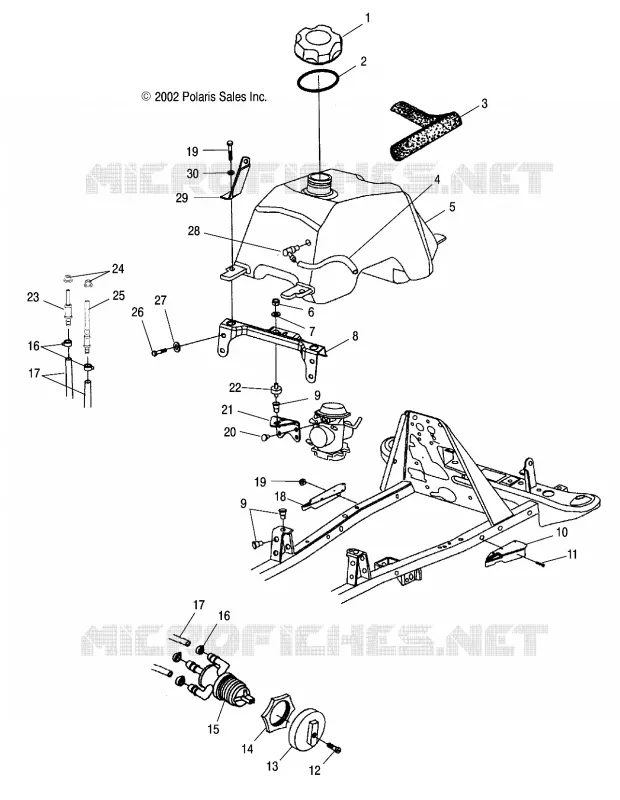CARBURANT TANK AND CARBURATEUR MOUNTING