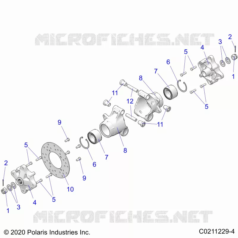 SUSPENSION ARRIERE HUBS, CARRIER AND BRAKE DISC