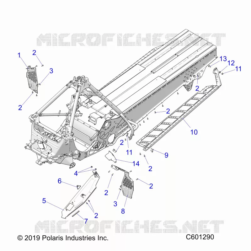 CHASSIS, PROTECTION D'EMBRAYAGE, FOOTRESTS, AND RUNNING BOARDS