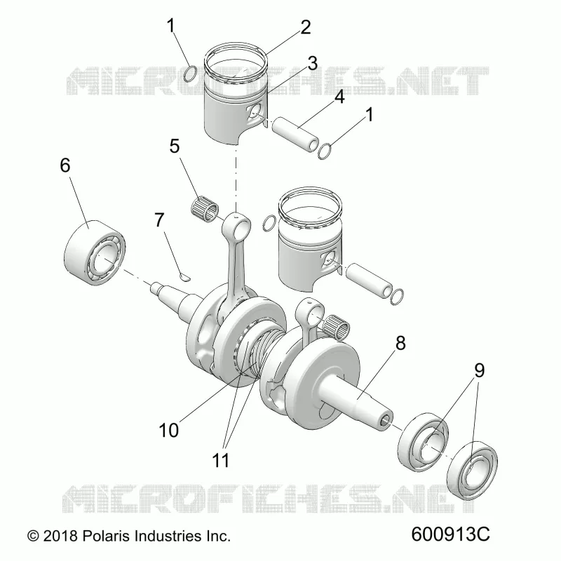 ENGINE, PISTON AND VILEBREQUIN