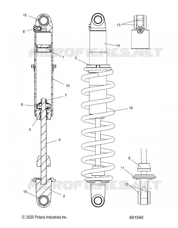 SUSPENSION, AMORTISSEUR ARRIERE TRACK, MONOTUBE, 7045533