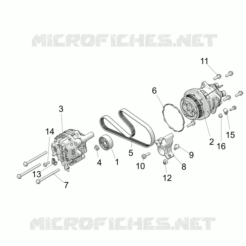 ENGINE, ALTERNATEUR AND COMPRESSOR
