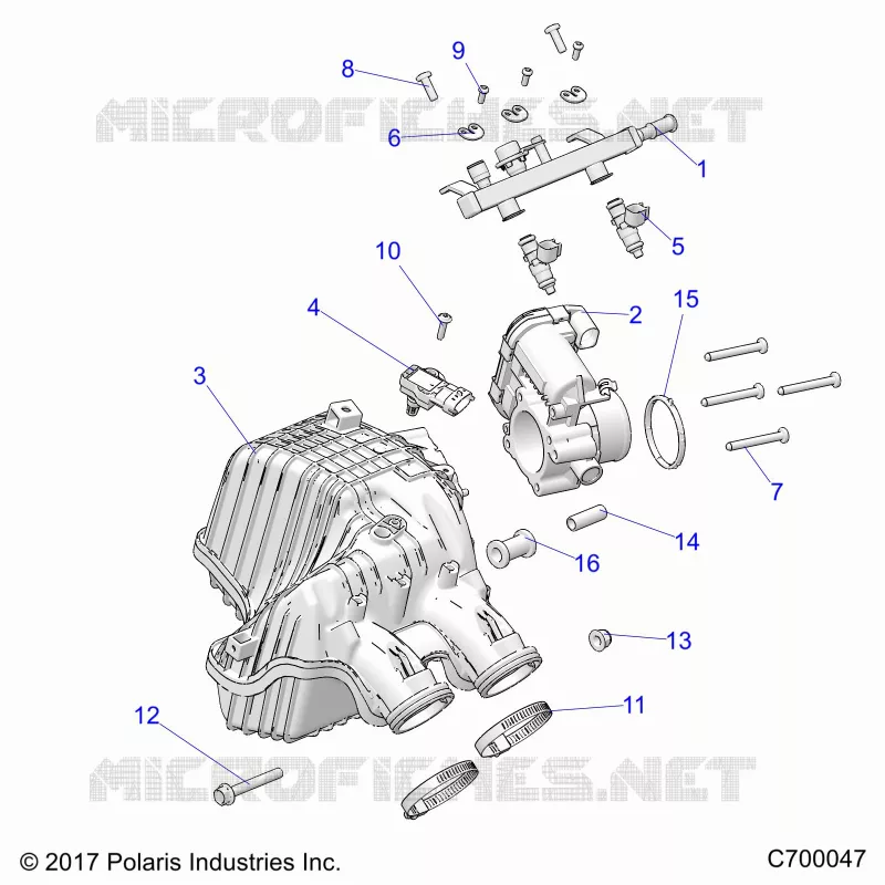 ENGINE, PRISE D'AIR MANIFOLD, THROTTLE BODY, FUEL RAIL