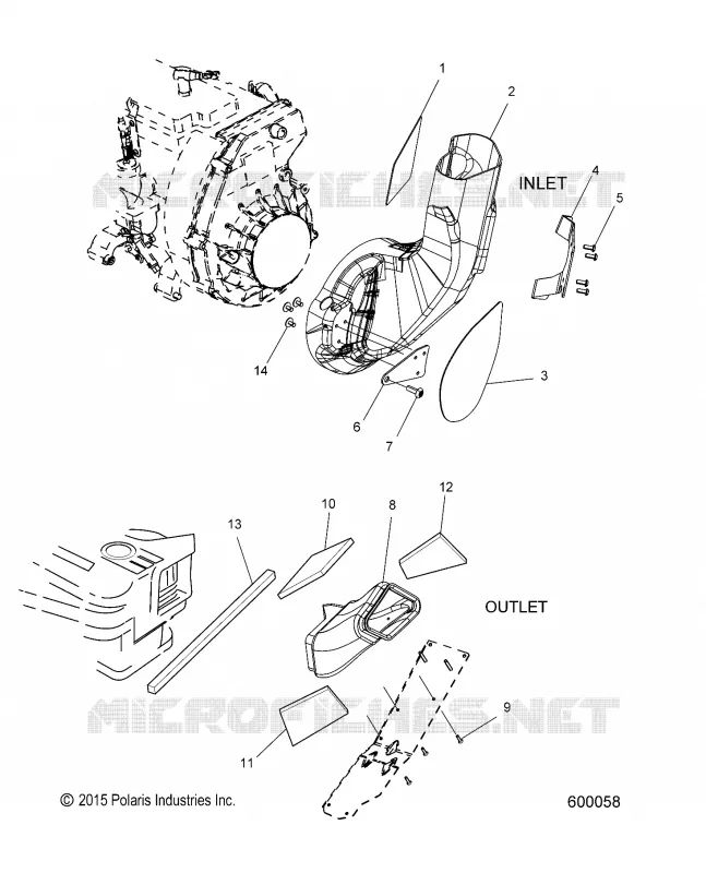 MOTEUR, AIR INLET AND OUTLET DUCTS