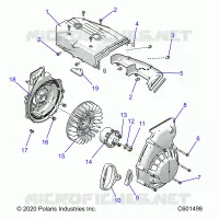 ENGINE, BLOWER HOUSING AND LANCEUR