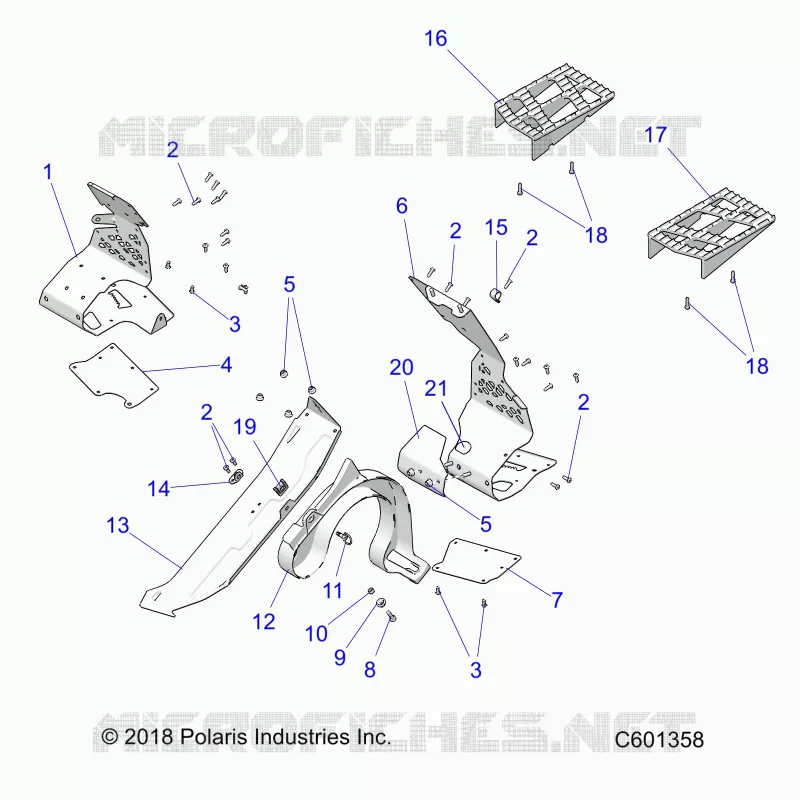 CHASSIS, PROTECTION D'EMBRAYAGE AND FOOTRESTS