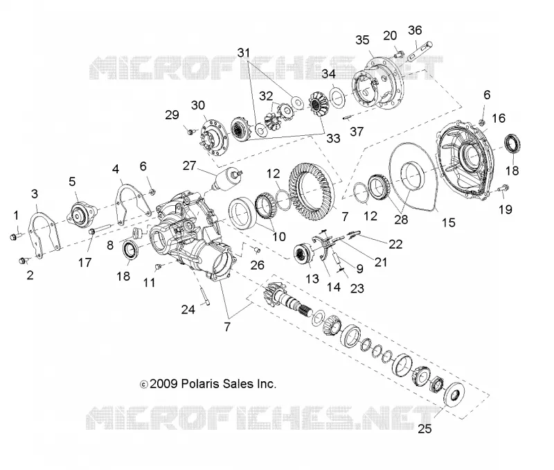 SYSTÈME DE TRANSMISSION, PONT, DIFFERENTIAL, INTERNAL COMPONENTS