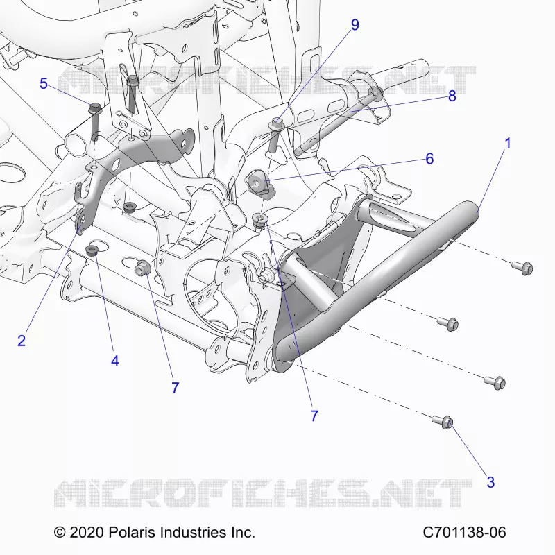 CHASSIS, FRONT GEARCASE AND SUPPORT PARE CHOCS 