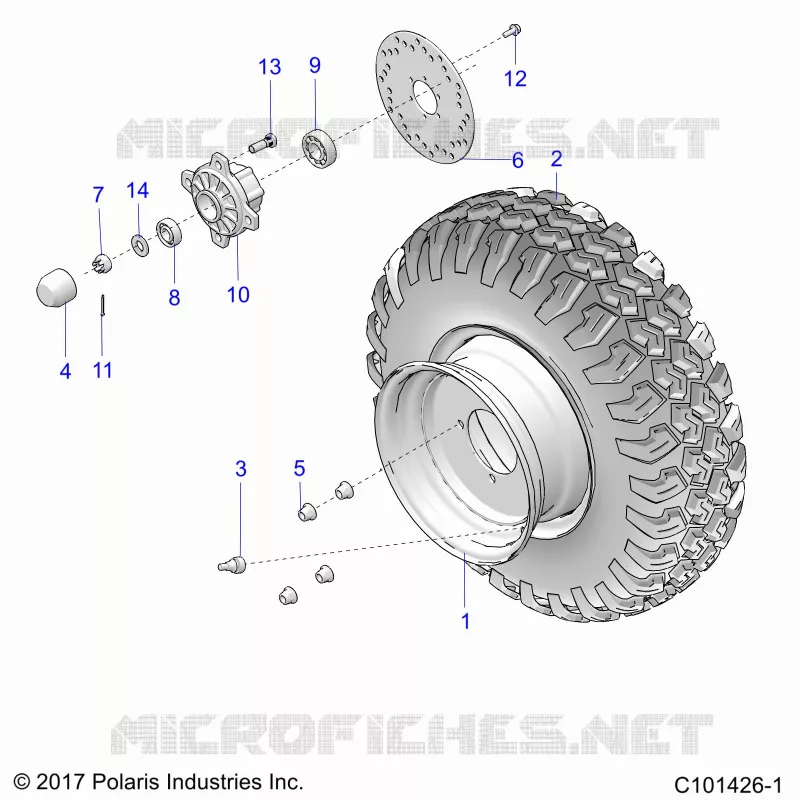 ROUES, FRONT TIRE AND BRAKE DISK