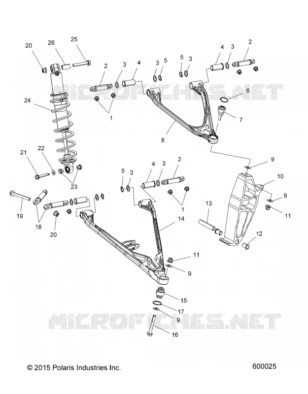 SUSPENSION, CONTROL ARMS, SPINDLE, AND SHOCK MNTG.