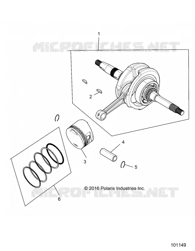 ENGINE, VILEBREQUIN, CONNECTING ROD AND PISTON