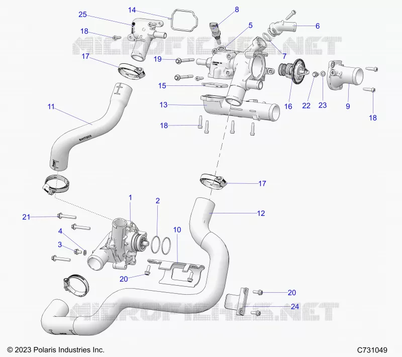 MOTEUR, COOLANT PUMP AND THERMOSTAT