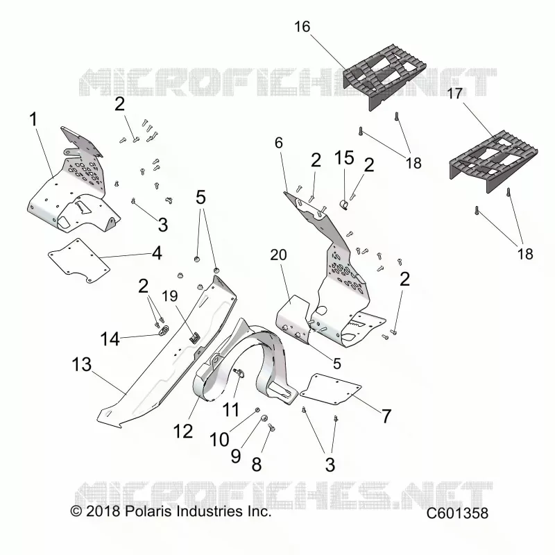 CHASSIS, PROTECTION D'EMBRAYAGE AND FOOTRESTS