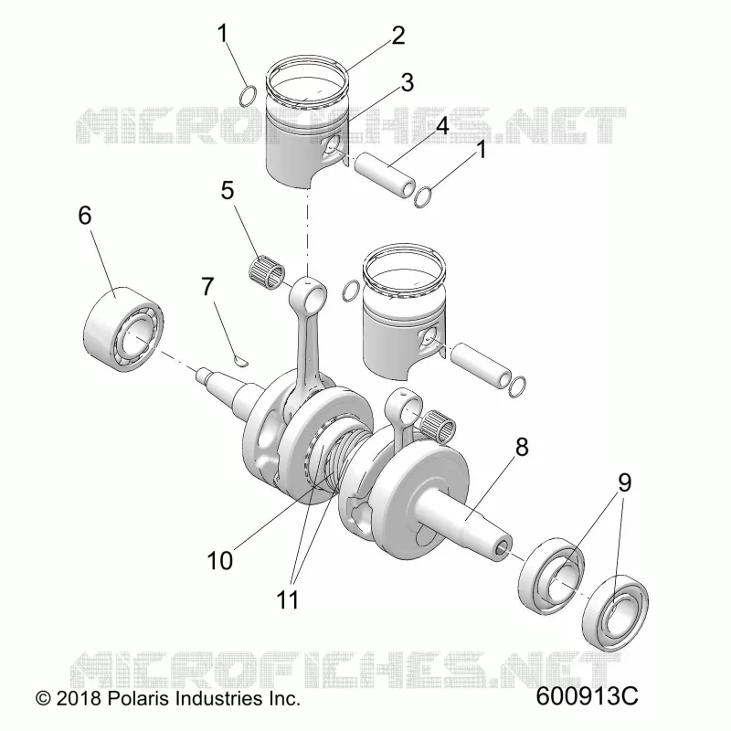 ENGINE, PISTON AND VILEBREQUIN