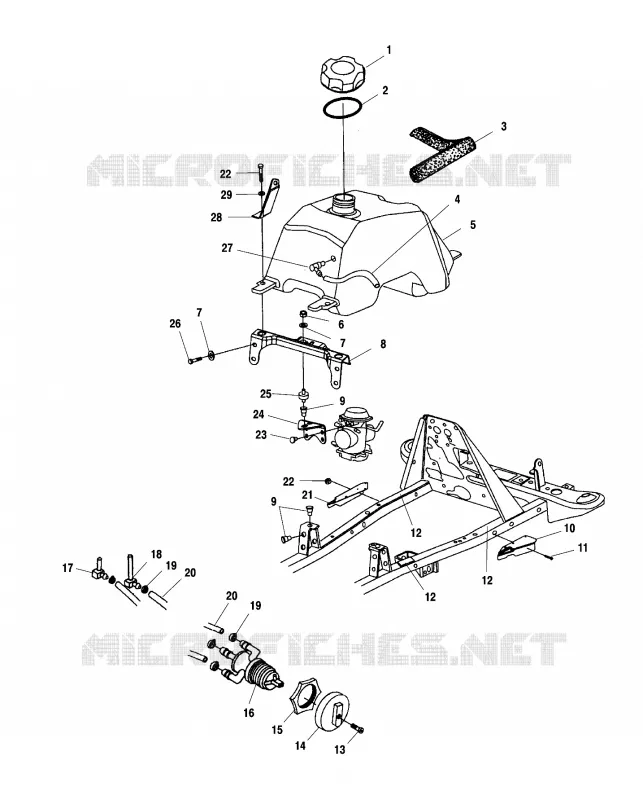 CARBURANT TANK AND CARBURATEUR MOUNTING