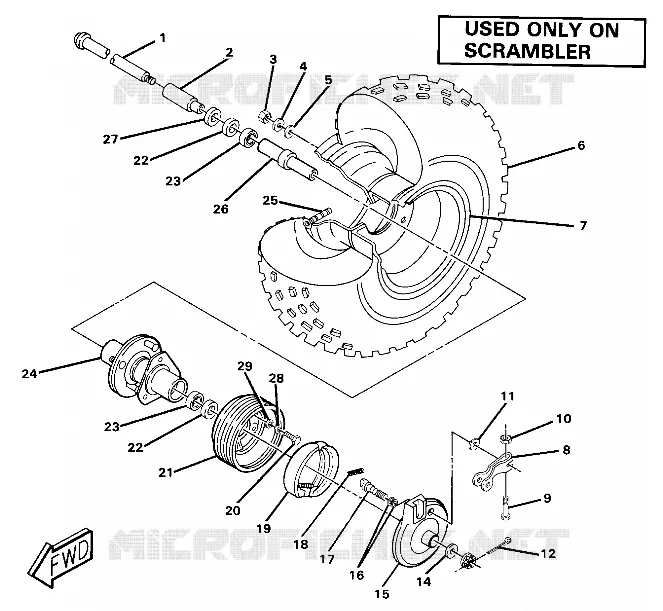 ROUE AVANT AND BRAKE ASSEMBLY. (4910981098030A)